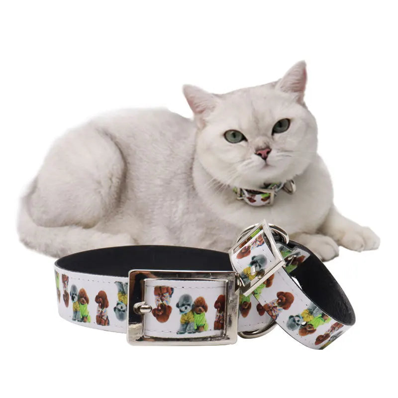 RubySub PU Leather Pet Collar Pet Belt Adjustable Sublimation Dog Collar Pet Dog Training Collar