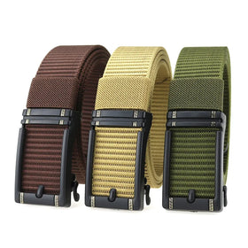 LQbelt Canvas Belt Iron Plastic Automatic Buckle Belts Not Ratchet Men's Belt Polyester Wholesale Factory
