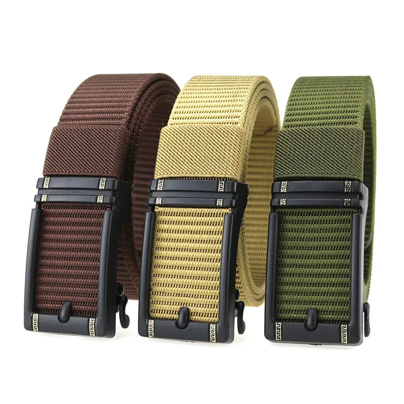 LQbelt Canvas Belt Iron Plastic Automatic Buckle Belts Not Ratchet Men's Belt Polyester Wholesale Factory