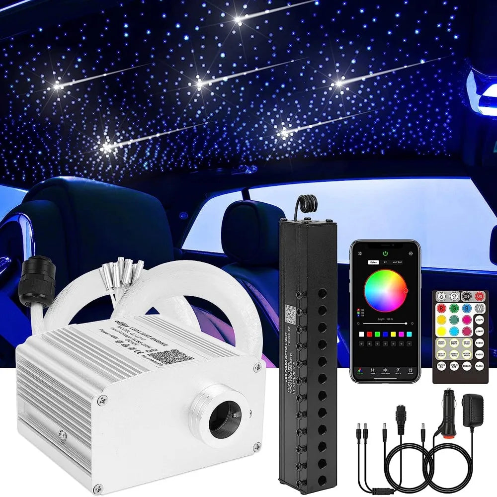 10w Meteor Twinkle RGBW LED 200pcs*0.75mm*2m Fiber Optic Star Ceiling Light Starlight Headliner Kit Shooting Star