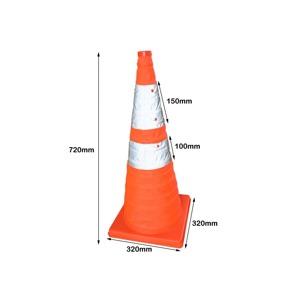 Promotion Folding 72cm 75cm PP Base Road Red Reflective Flashing LED Collapsible Top Safe Traffic Cone