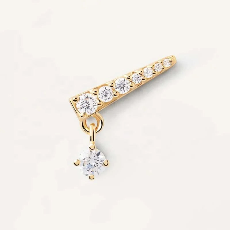 LOZRUNVE Fashion Dangling Gold Diamond Stud Earring Findings Sterling Silver 925