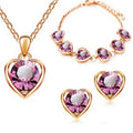 Wholesale 3PCS/Sets Crystal Love Heart Pendant Necklaces Bracelet Earrings Jewelry Set