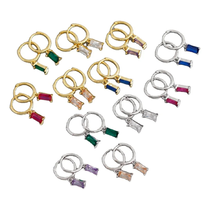 2023 Trendy Vintage Geometric Silver 925 Sterling Hoop Earrings Gold-Plated CZ Designer Dangle Earrings for Women for Parties
