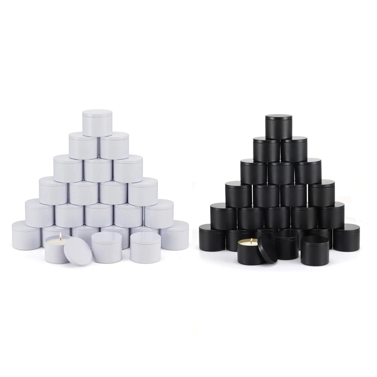 4OZ White Matte Black Seamless Cylinder Design Candle Tins for DIY Gift Metal Scented Making Candles Tin Can Jars