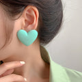Macaron Color Heart  Earring  Candy Heart 925 Silver Pin Earrings Multi Color Heart Earrings