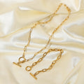 Rectangle Link Chain Necklace Gifts Gold Plated Stainless Steel OT Botton Choker Bracelet Necklace Set