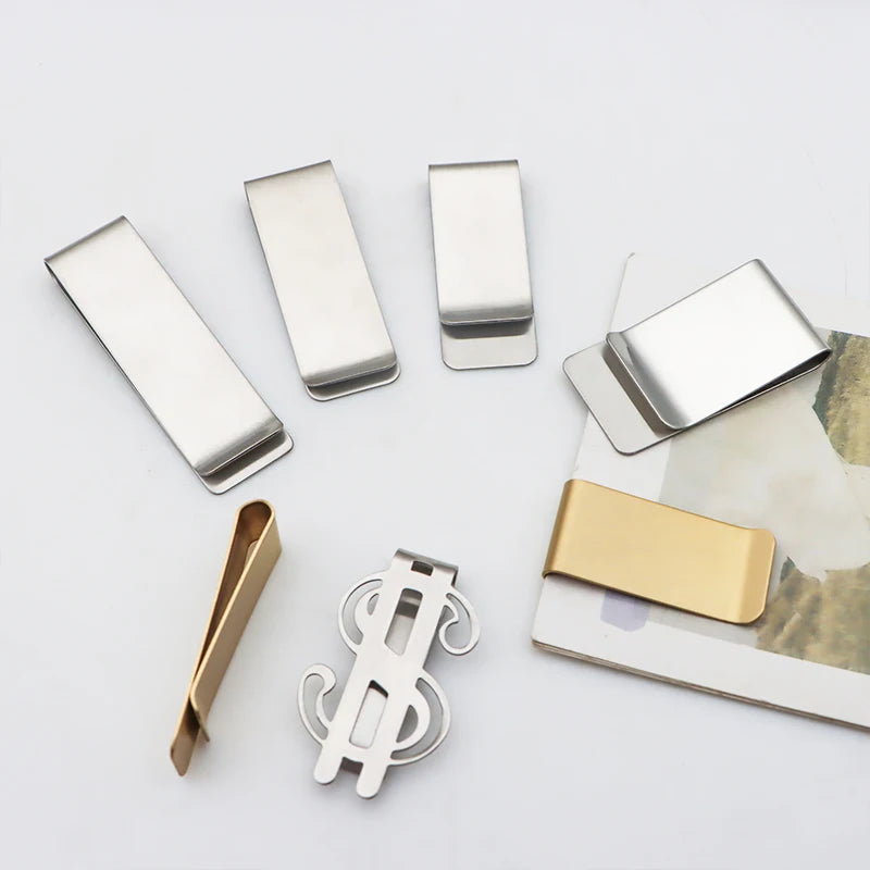 0.8 mm Thickness Accept Custom Laser Logo Brass Gold Silver Slim Money Clip Stainless Steel Bookmark As Business Gift