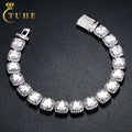 Fashion Hip Hop Jewelry 10mm Gold Plated Brass AAAAA Cushion Cut CZ Diamond Iced Out Square Tennis Bracelet for Men
