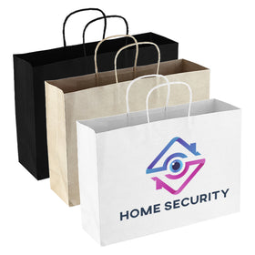 In Stock Paper Shopper With Gussets and Strong Paper Rope Handles Custom Logo Water Resistant Kraft Paper PPB009