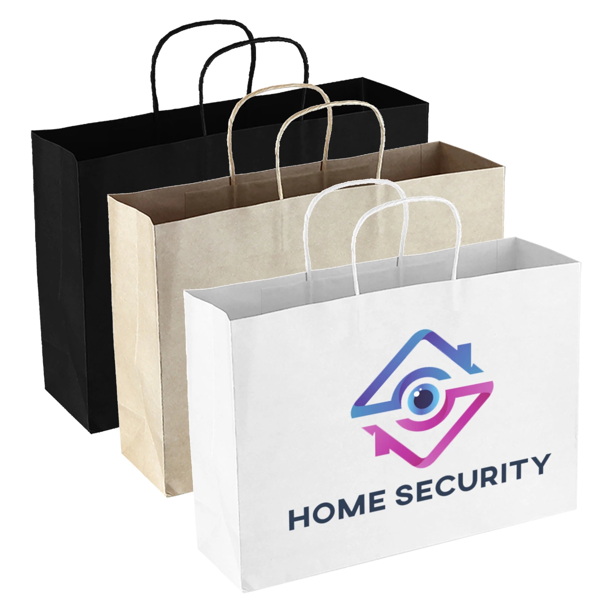 In Stock Paper Shopper With Gussets and Strong Paper Rope Handles Custom Logo Water Resistant Kraft Paper PPB009