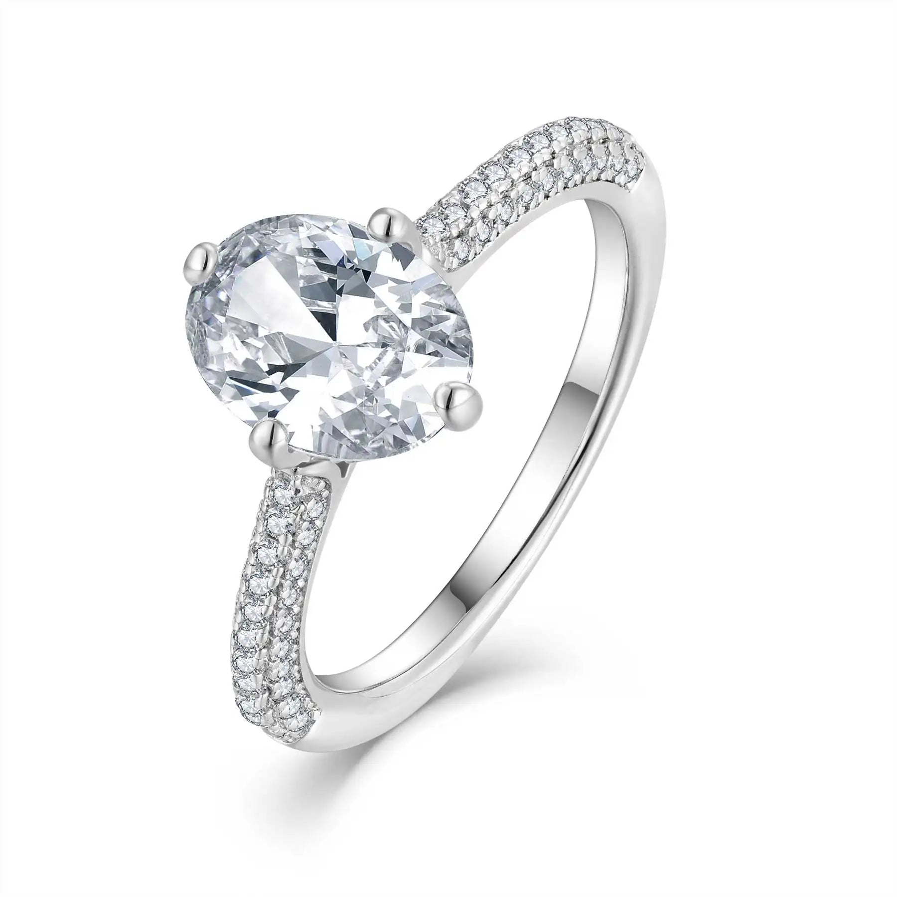 QX Women's Gemstone Zircon Wedding Ring INS Style Light Luxury High-grade Rhodium Plated Sterling Silver Trendy Hand Jewelry