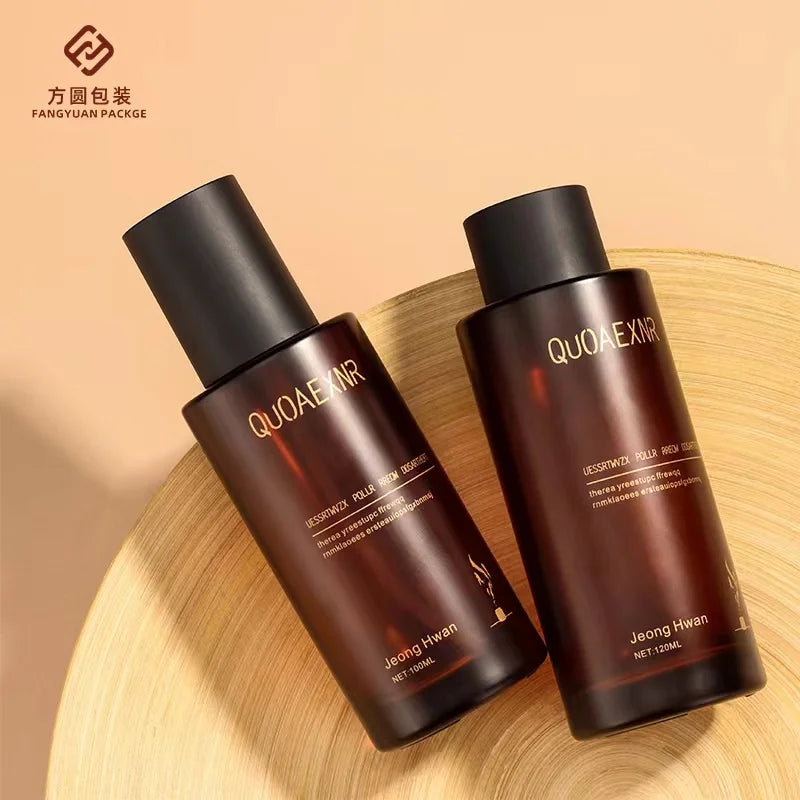 Matte Amber Wholesale Cosmetic Bottle Glass Jar 50g Skincare Packaging Face Cream Jar Lotion Bottle Amber Glass Jar