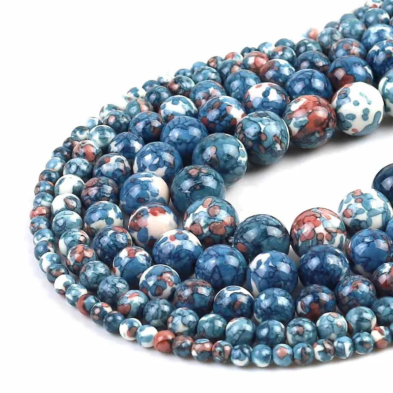 Wholesale Natural Colorful Rain Stone Beads 4/6/8/10/12mm Round Loose Beads for Jewelry Making Diy