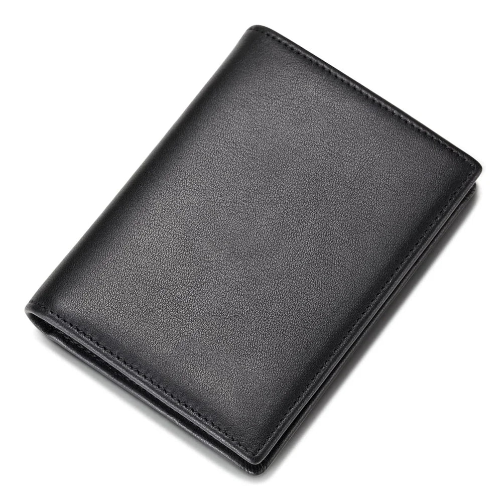 Slim Minimalist Italian Genuine Leather Card Holder Wallet Men ID Credit Card Case With Clear ID Window Trading Card Sleeves