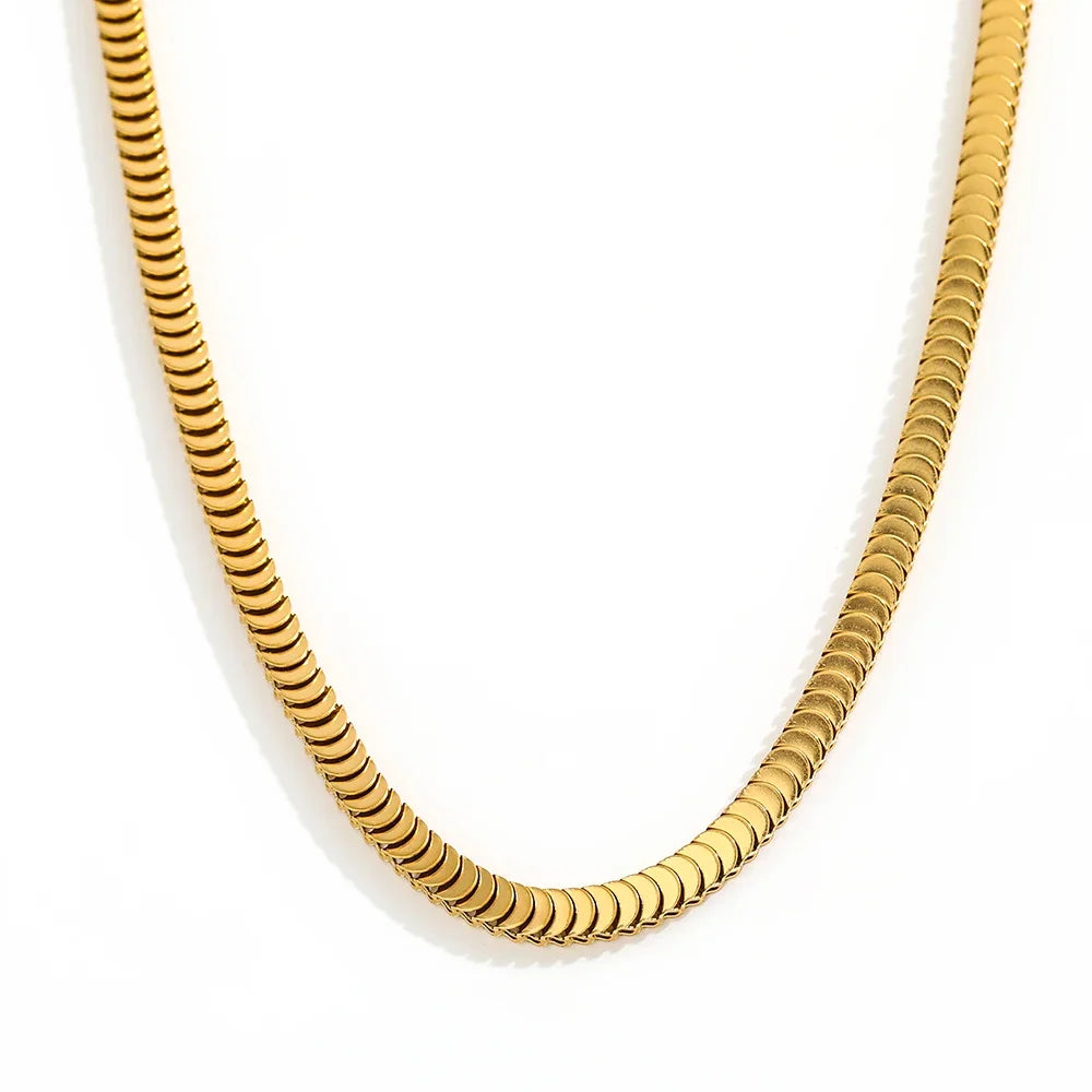 Joolim 18K Gold Plated  Stainless Steel Jewelry Fish Scale Chain Necklaces Trendy Women's Charm Bracelet