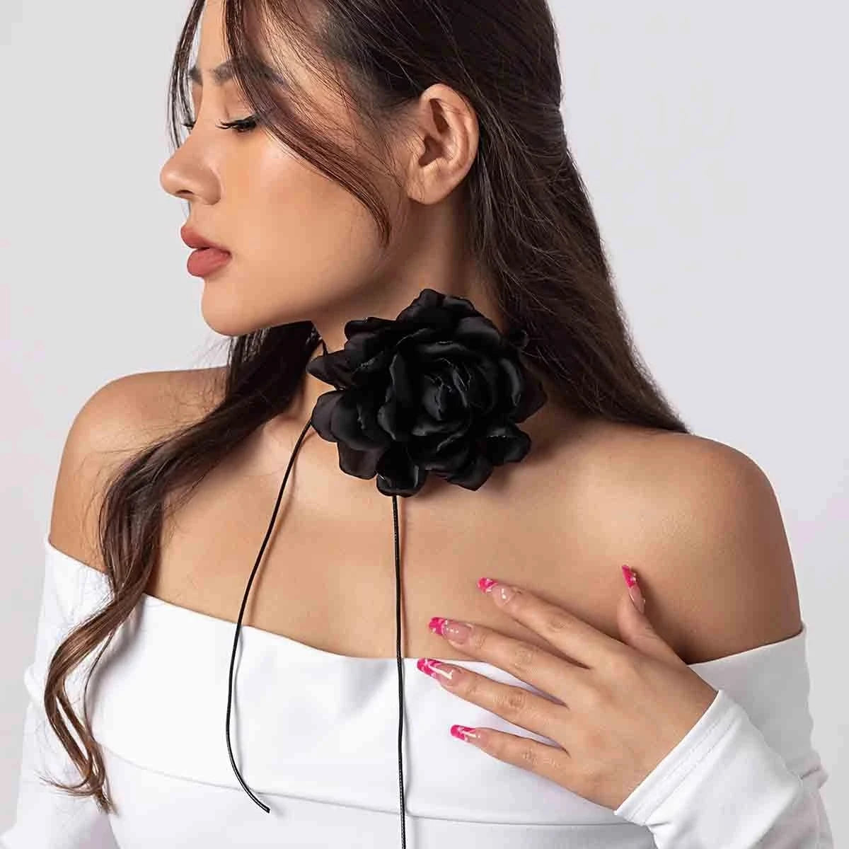 Flower Rose Choker Necklace Big Floral Choker Necklace for Women Bohemian Summer Beach Necklace Jewelry for Women Girls