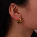 Fashion Dainty 18K Gold Plated Stainless Steel Hoop Earrings Minimalist Chunky Color Zircon Huggies Earrings for Her Girlfriend