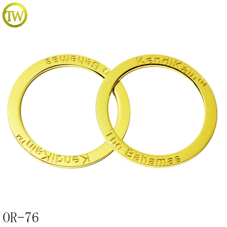 Zinc Alloy Swimwear Brand Round Ring Logos Gold Plated Clothing Metal Letter O Buckle for Bikini Waterproof