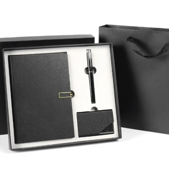 2026 High Quality Waterproof Hardcover Leather Journal Notebook Customize with Name Card and Pen Gift Sets for Men Business