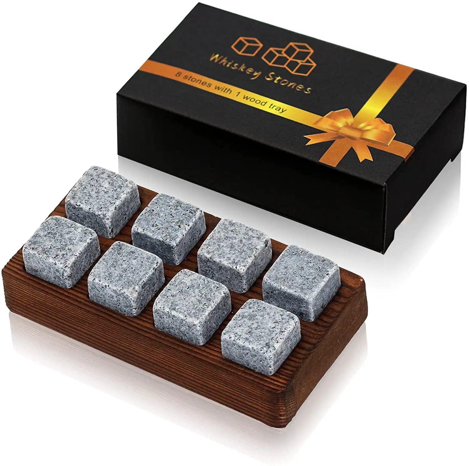 Whiskey Stones Wood Tray Paper Box with English Instruction Whisky Rocks