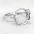 Sterling Silver 12*12mm Semi Mount Ring Empty Frame Blank Support Setting S925 Base Holder Without Center Stone for DIY Inlay