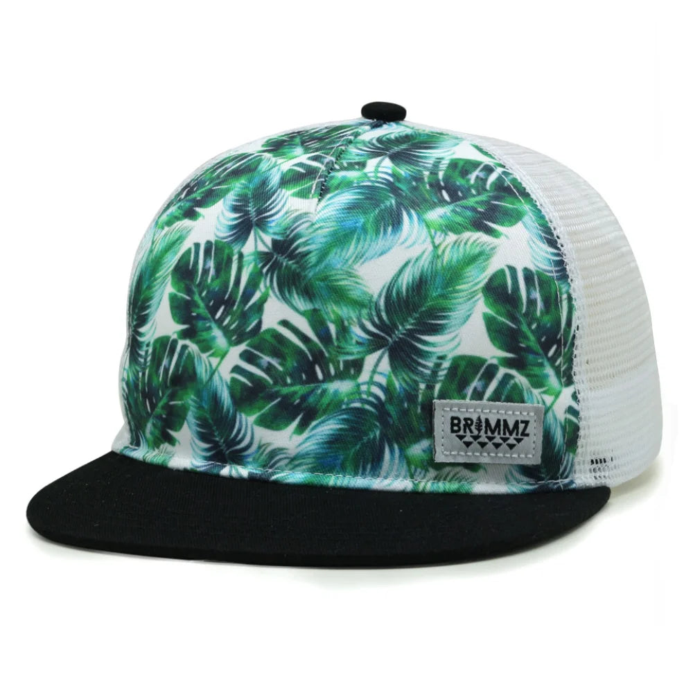 New Design Toddler Kids Front Sublimation Printed 3D Embroidery Character Snap Back Terry Mesh Casual Trucker Hat Summer Outdoor