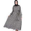 Women Boho Floral Print Muslim Long Dress Ruffle Hem Dress Womens Long Robe Abaya Women Muslim Dress Islamic Clothing