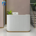 Best Selling Luxury Curved Office Furniture Wooden Line Simple Modern Counter Hotel Reception Desk Beauty Salon Cashier Desk