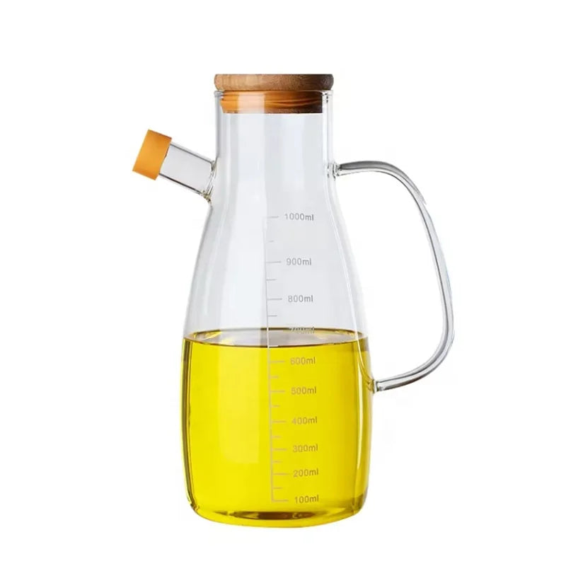 Wholesale Transparent Square Borosilicate Glass 1000ml Multifunction Olive & Vinegar Cooking Oil Dispenser for Kitchen Use