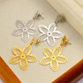 Ins 18K Gold PVD Plated Stainless Steel Filigree Flower  Earring for Women Waterproof  Hypoallergenic Jewelry Gift