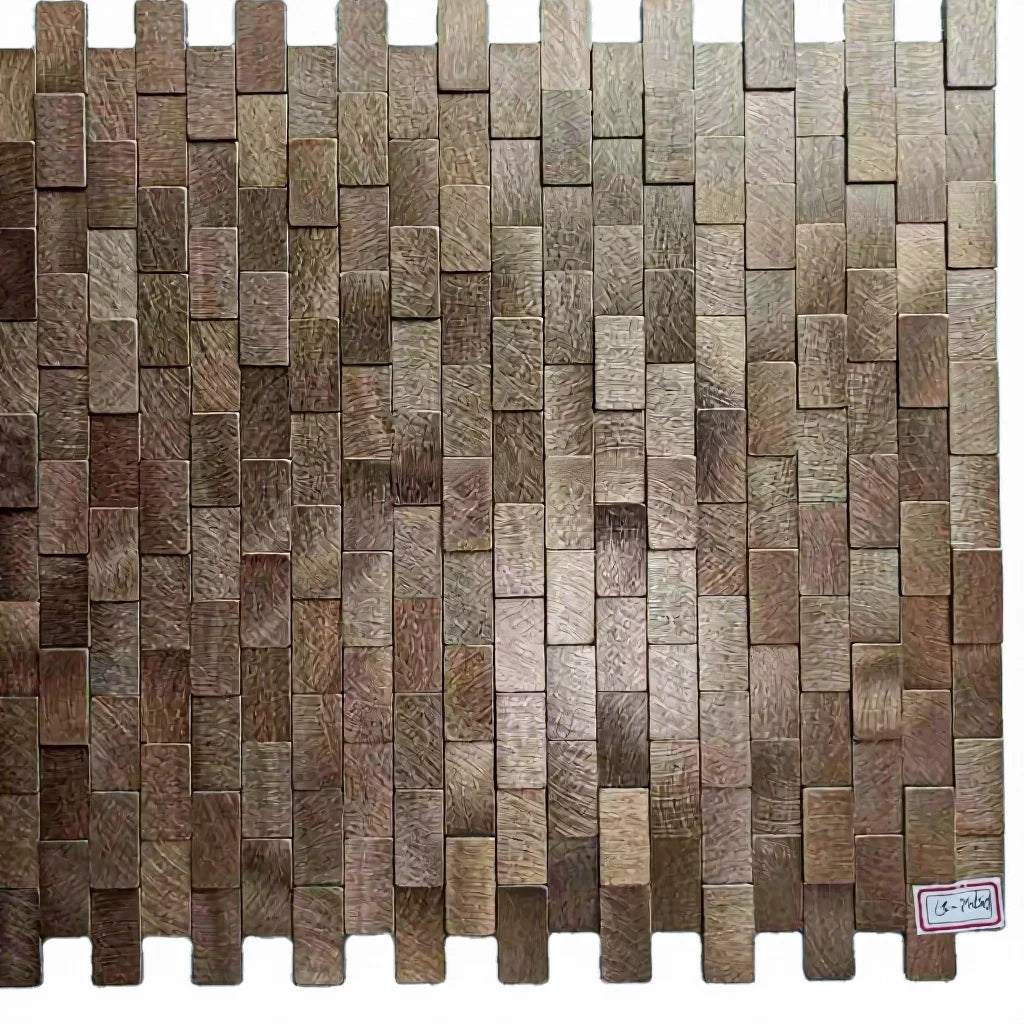 Brown Color 3D Strip Shape Backsplash Wall Tile Self Adhesive Aluminum Tiles Mosaic Peel and Stick Mosaiken
