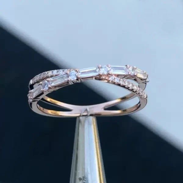 CAOSHI Manufacture Twist Rope Double Layer Jewelry Small Bling Silver Plating Cubic Zirconia Rings for Women