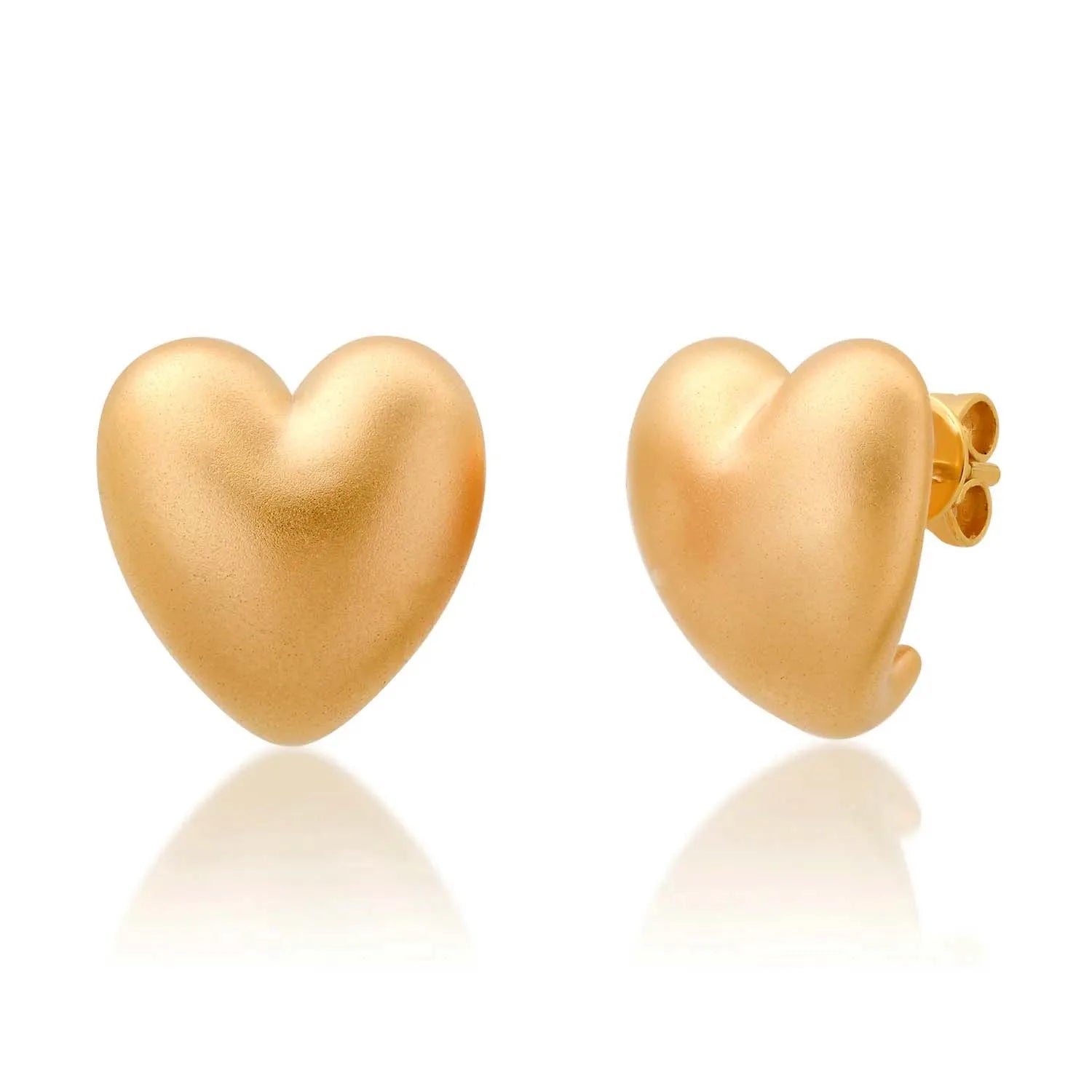 Milskye Charming Jewelry for Girls 18k Gold Plated Brass Curved High Polish Heart Stud Earrings