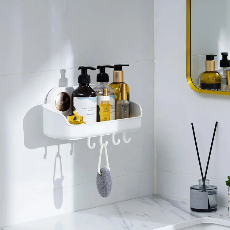 Modern Multifunctional 2-Pack Wall Mounted Shower Organizer No-Drill Suction Cup Bathroom Shampoo Caddy for Hotels