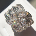 CAOSHI Customable Round Cut Micro Paved 3A Zirconia Ring for Gemstone Silver Plated Cross Bridal Wedding Rings for Woman