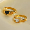 18K Gold Plated IP Plating Stainless Steel US6/7/8 Black Heart Rings