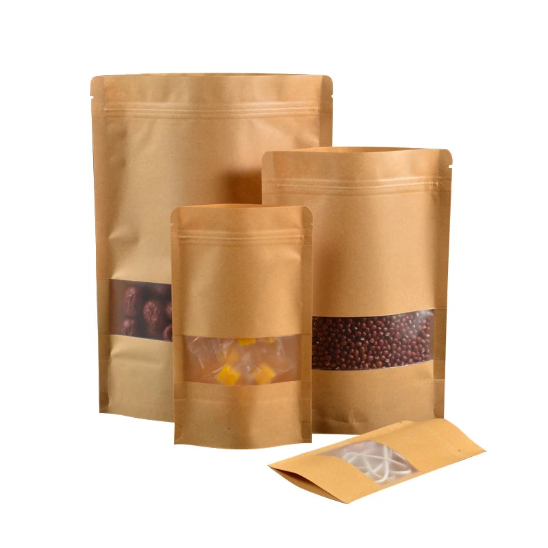 Custom Biodegradable Compostable Food Grade Spice Tea Sanck Kraft Zipper Bag Ziplock Stand-up Paper Pouch for Pizza Pet Food