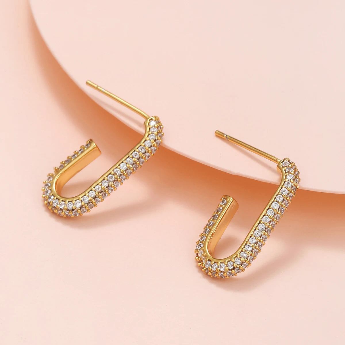 European and American Geometric Artistic Sense Half Ring Earrings Brass Ear Studs Creative Fashion Simple Earrings