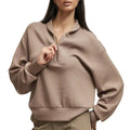 Womensc Half Zipper Crop Pullover Sweatshirts Fleece Lined Collar Zip up Pullover Long Sleeve Tops