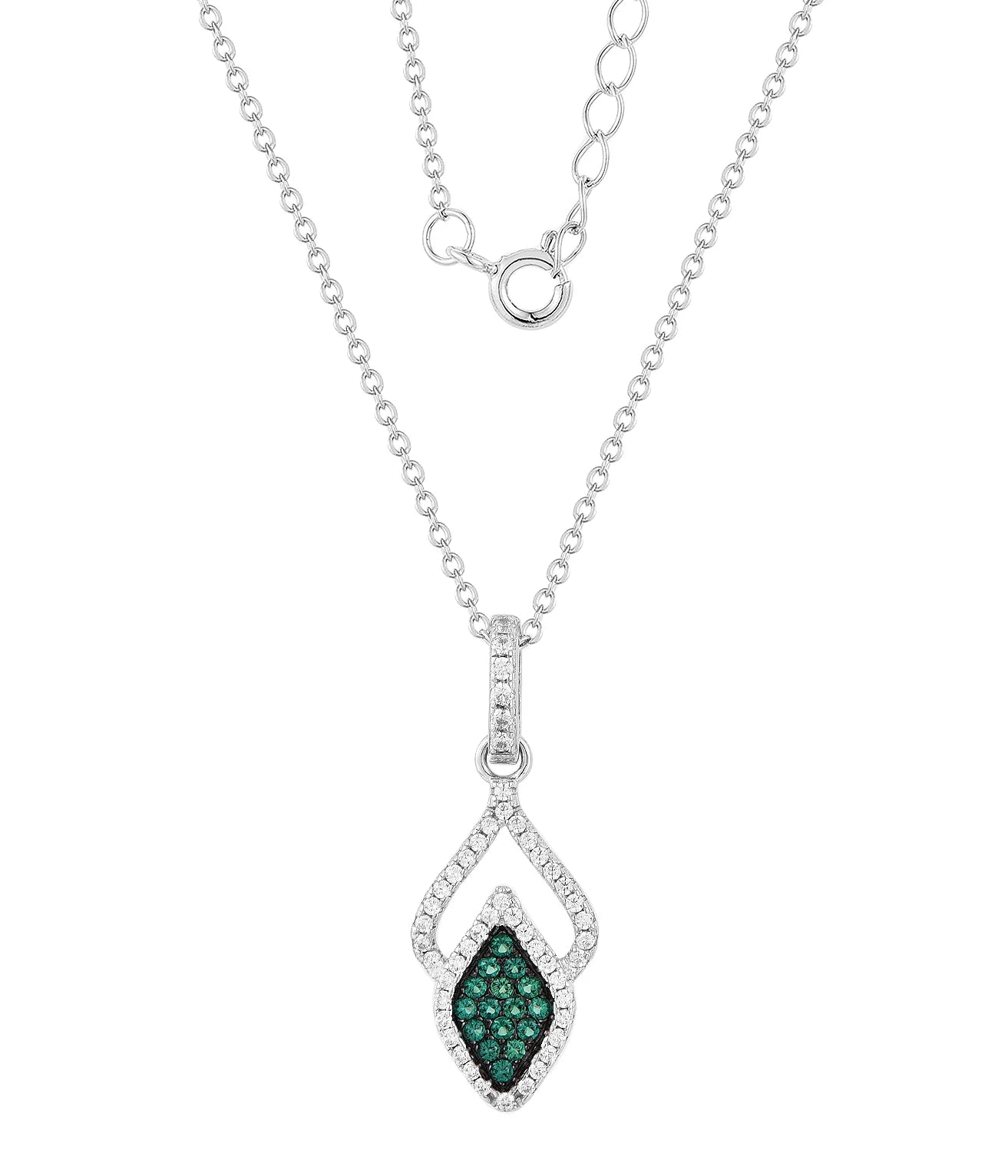 QX Custom OEM Vintage Luxury 925 Sterling Silver Rhomboid Pendant Fine Jewelry Zircon Women Necklaces
