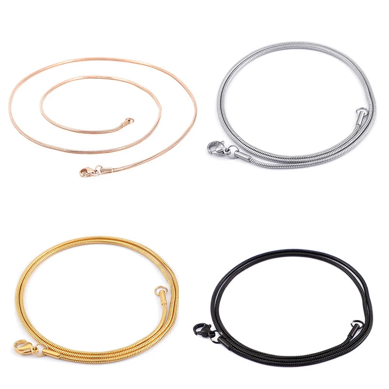 Snake Chain Necklace Stainless Steel Mens Snake Chain Rollo De Cadena De Acero Inoxidable Por Mayor Jewelry Bulk Chains