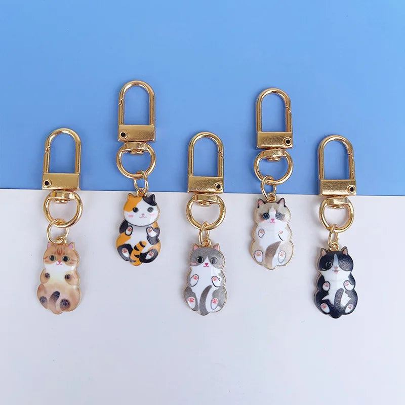 Cartoon Anime Lovely Key Bag Charms Enamel Metal Kitten Cat Keychain for Women