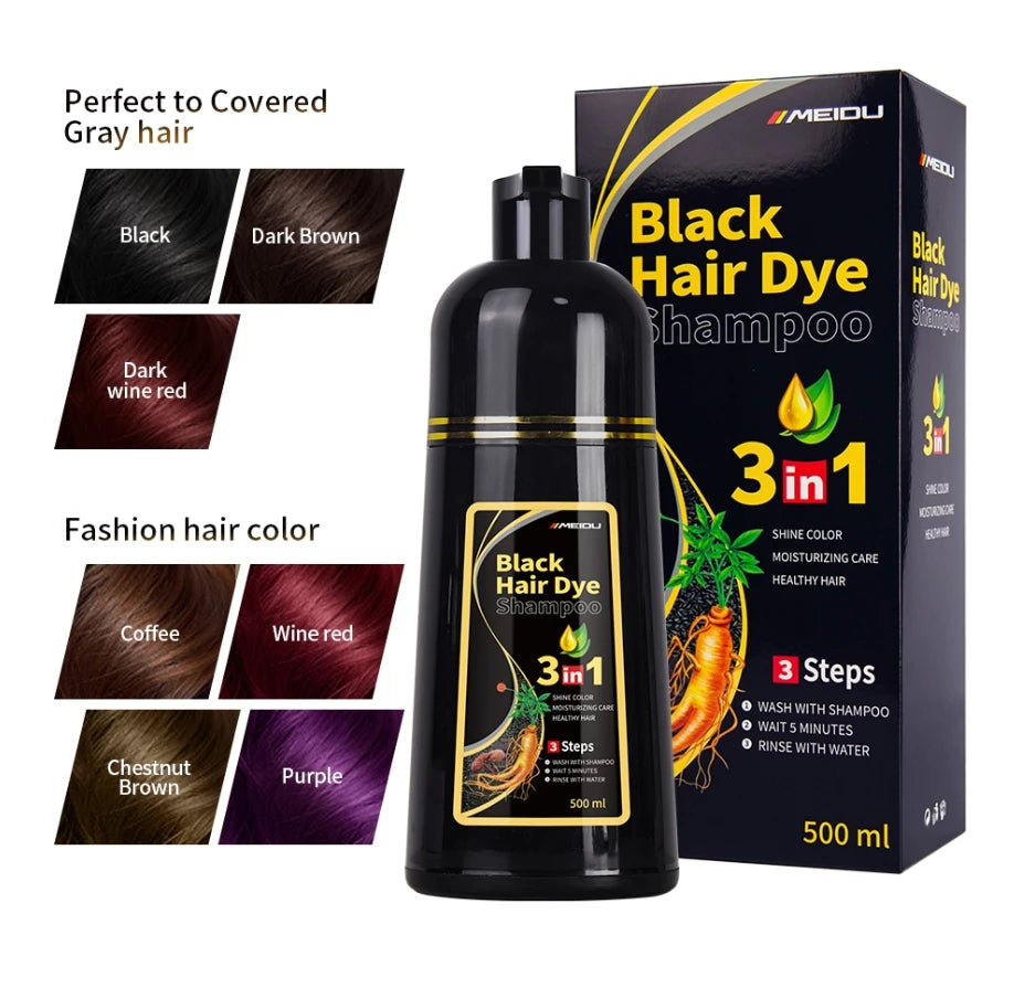 In Stock Wholesale Manufacturer 500ML Professional Men Organic Herbal Empty Botal Dark Brown Hair Dye Black Hair Color Shampoo