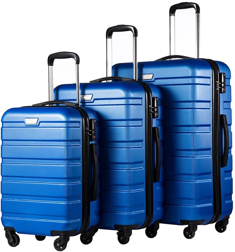 High End ABS Black Travel Suitcases Luxury Designer Rolling Travel Bags Suitcase 3 PC Luggage Sets with Tsa Lock