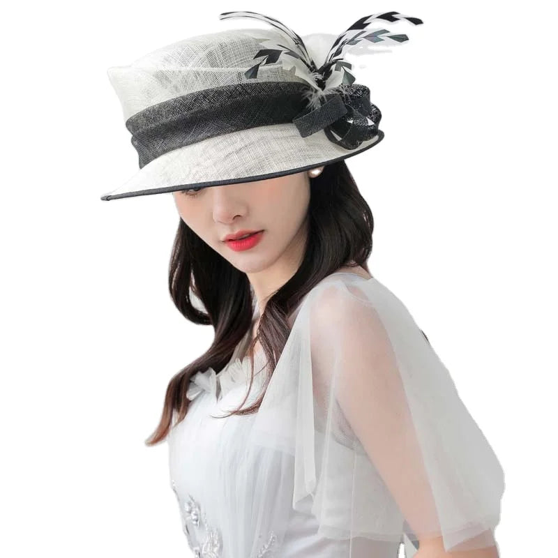 New Fashion Women Ladies Sinamay Church Hat Kentucky Derby Dress Cloche Sun Hat Fascinator Floral Tea Party Wedding Hat