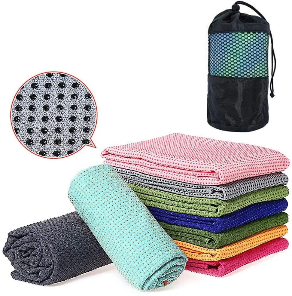 Wholesale Custom Microfiber Anti-Slip Yoga Mat Quick-Dry Nylon Sport Towel Soft Comfortable Travel Solid Color Knitted