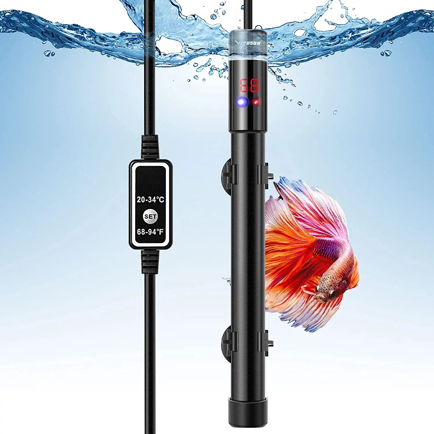200W 300W 500W Fish Tank Heaters Intelligent LED Temperature Display Temperature Controller Titanium Alloy Fish Aquarium Heater