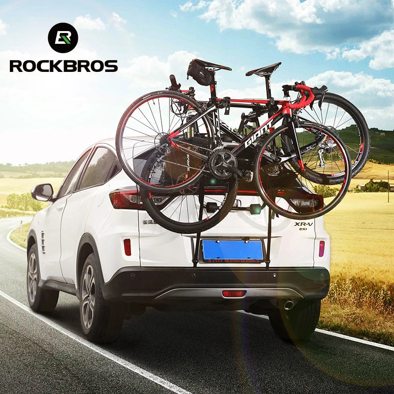 ROCKBROS Universal Vehicle Foldable Bike Rack for Car Roof Rack Carrier with Wheels Fat Tire Hitch Bike Rack