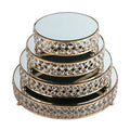 Factory Wholesale Round 4pcs Gold Bronzing Cake Stands Set Hollow Crystal Mirror Wedding Party Cupcake Buffet Display Stands Set